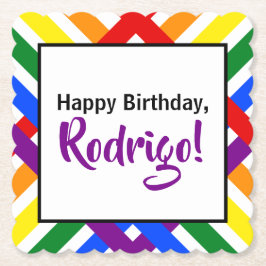 Porta-copo De Papel Arco-Íris Colorido - Stripes Cruzadas-Crise Aniver