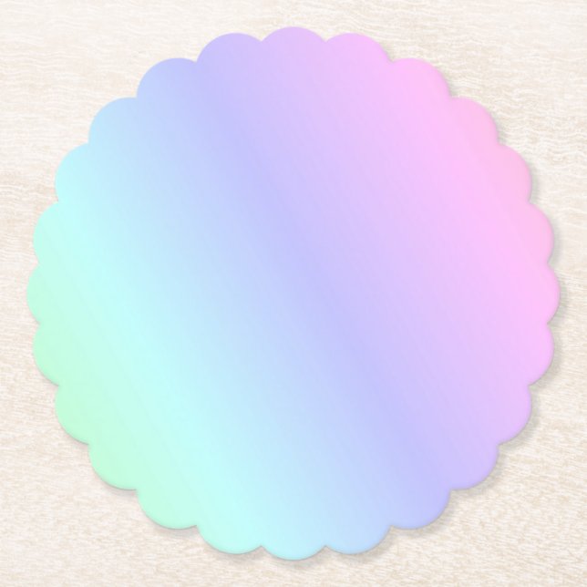 Porta-copo De Papel Arco-íris de pasta, verde-claro a rosa-macio (Frente)
