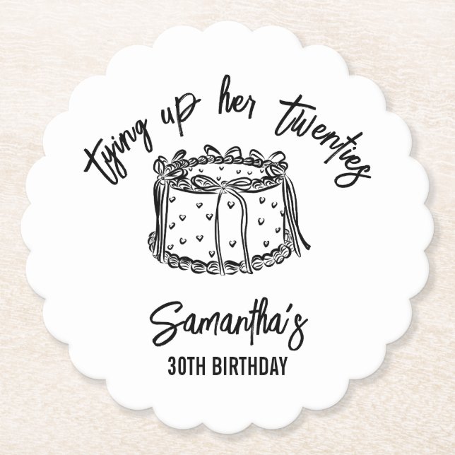 Porta-copo De Papel Arco Negra Amarrando A aniversário de 30 anos Dos  (Frente)