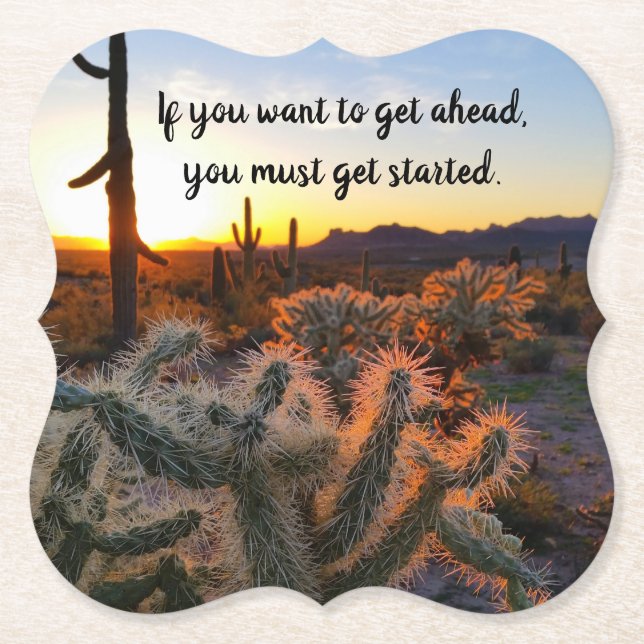 Porta-copo De Papel Arizona Desert Sunset Cactus Inspiration Say (Frente)