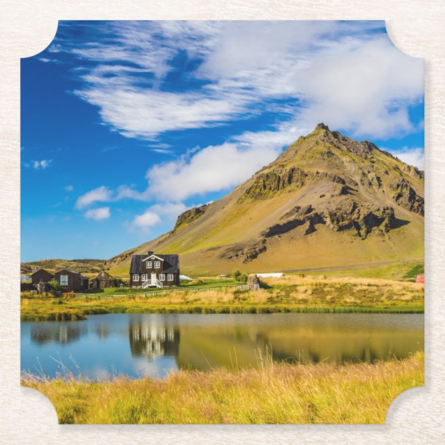 Porta-copo De Papel Arnarstapi Amtmansshus E Monte Stapafell, Islândia (Frente)