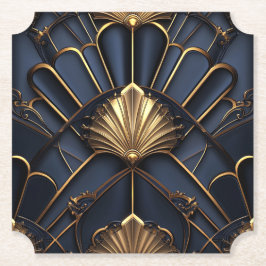 Porta-copo De Papel Art Deco dos anos 1920 Azul Marinho & Dourado Eleg