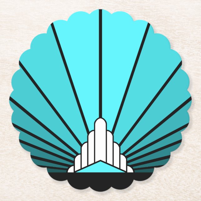 Porta-copo De Papel Art deco sun em aqua (Frente)