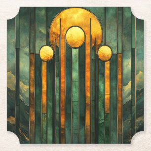 Porta-copo De Papel Art Deco Turquoise Sol Dourado