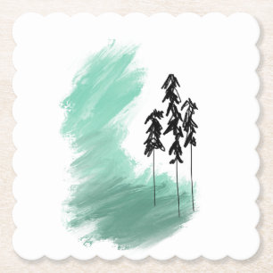 Porta-copo De Papel arte de árvore verde escandinava simples moderno m