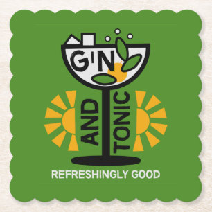 Porta-copo De Papel Arte de Gin e Tônica Vintage