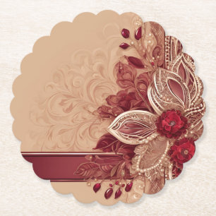 Porta-copo De Papel Arte de IA floral vermelha com fita