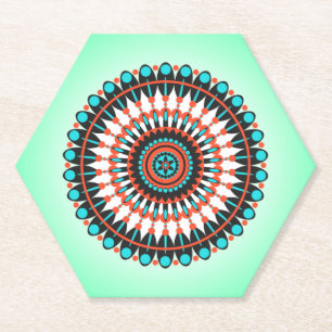 Porta-copo De Papel Arte de Mandala Geométrico Colorido-46456