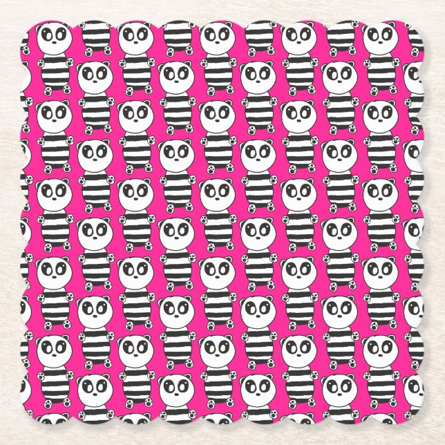 Porta-copo De Papel Arte de Panda Preto e Branco Divertida (Frente)