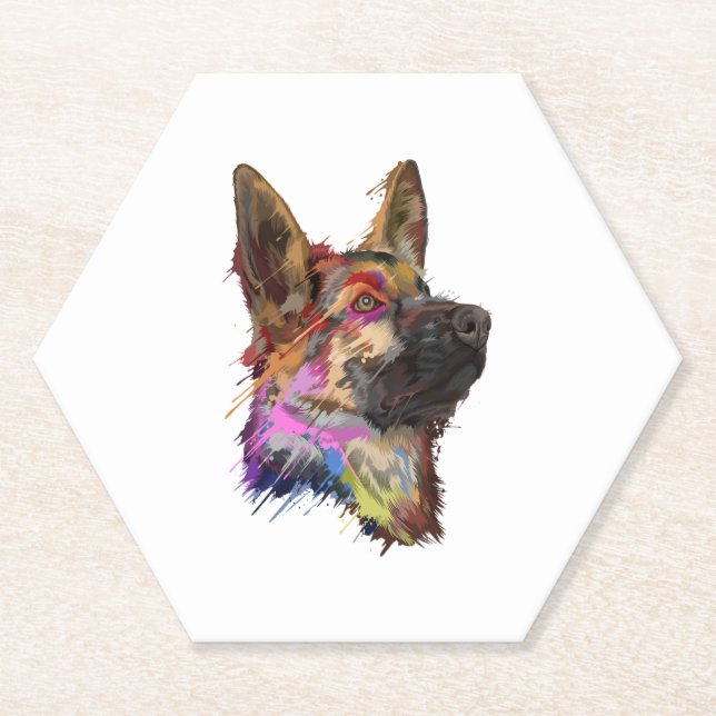 Porta-copo De Papel Arte inicial do german shepherd (Frente)