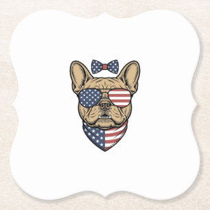 Porta-copo De Papel Arte Vetorial de Bulldog Francês Patriótico Vintag