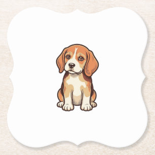 Porta-copo De Papel Arte Vetorial de Cachorrinho Beagle com Gravura An