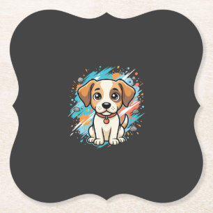 Porta-copo De Papel Arte Vetorial de Cachorro Fofo com Salpico de Tint