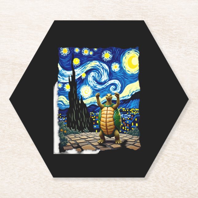 Porta-copo De Papel Artistic Turtle Shirt  Starry Night Turtle (1) (Frente)