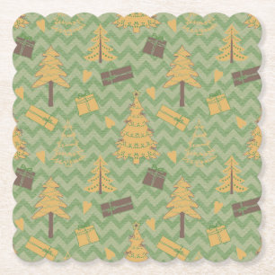 Porta-copo De Papel Árvore de Férias e Silhuetas de Presente