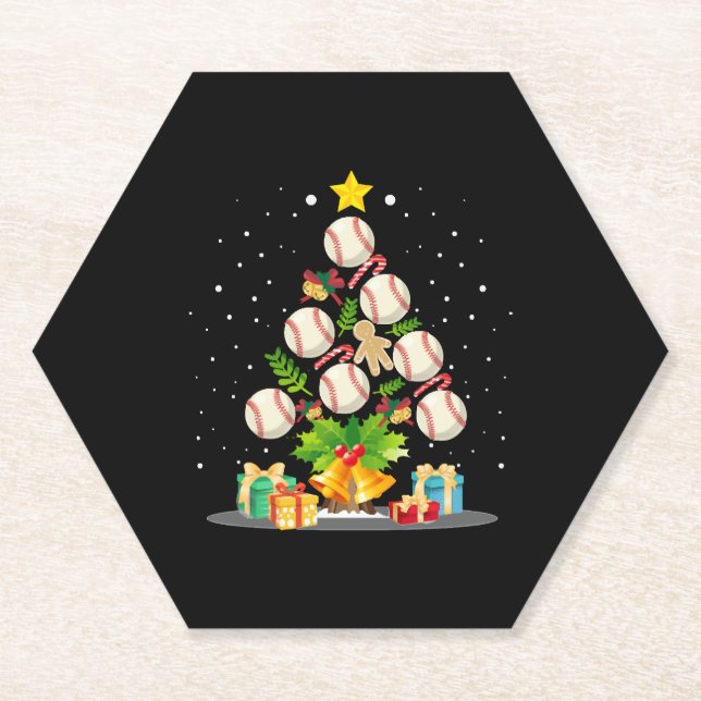 Porta-copo De Papel árvore de natal de beisebol (Frente)