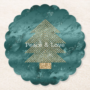 Porta-copo De Papel Árvore de Natal Dourada da Marble Verde