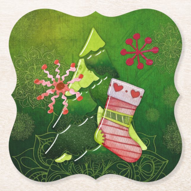 Porta-copo De Papel Árvore de Natal e Whimsey (Frente)