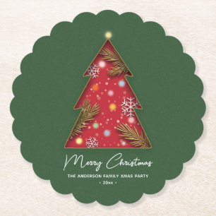 Porta-copo De Papel Árvore de Natal Festiva e Elegante em Papel Cortad