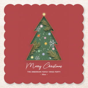 Porta-copo De Papel Árvore de Natal Festiva e Elegante em Papel Cortad