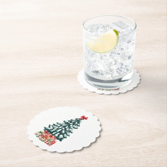 Porta-copo De Papel Árvore de Natal Nevada Fofa (Insitu)