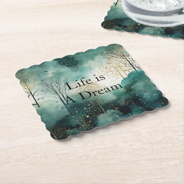 Porta-copo De Papel Árvores Douradas Verdes (Angular)