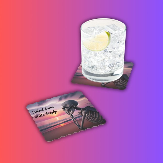 Porta-copo De Papel As lágrimas silenciosas mancham profundamente | (Criador carregado)