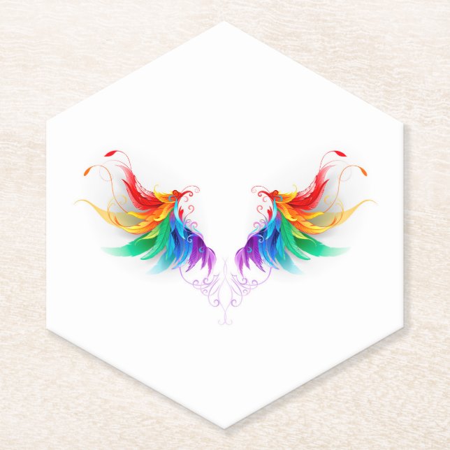 Porta-copo De Papel Asas Fluffy Rainbow (Frente)