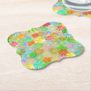 Porta-copo De Papel Aster & Cone flores e folhas tropicais aquarela