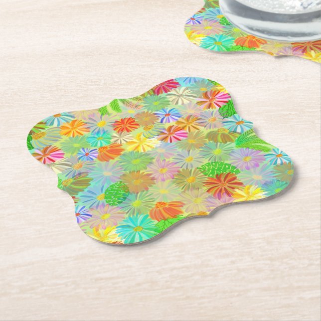 Porta-copo De Papel Aster & Cone flores e folhas tropicais aquarela (Angular)