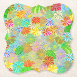 Porta-copo De Papel Aster & Cone flores e folhas tropicais aquarela