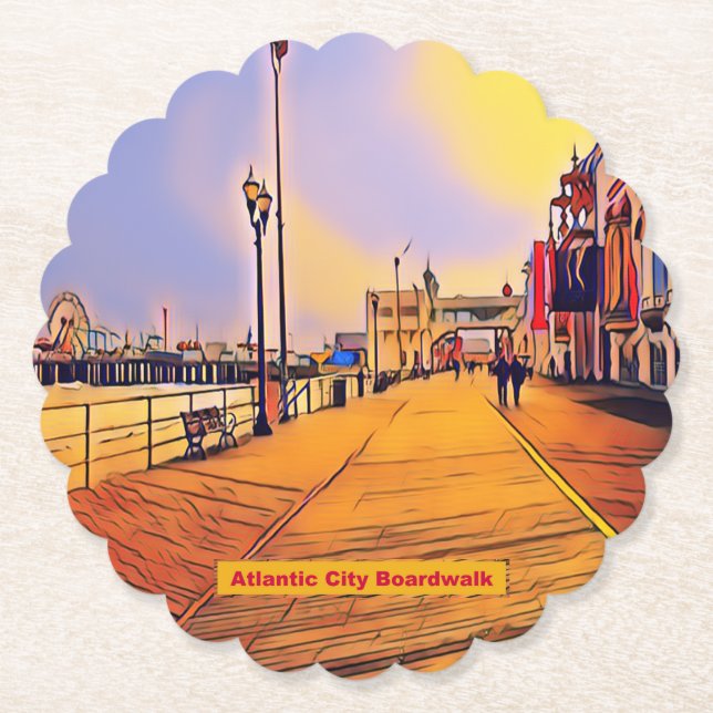 Porta-copo De Papel Atlantic City Boardwalk Pop Art (Frente)