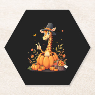 Porta-copo De Papel Autumn Pumpkin Cai Giraffe Ação de Graças Mulheres