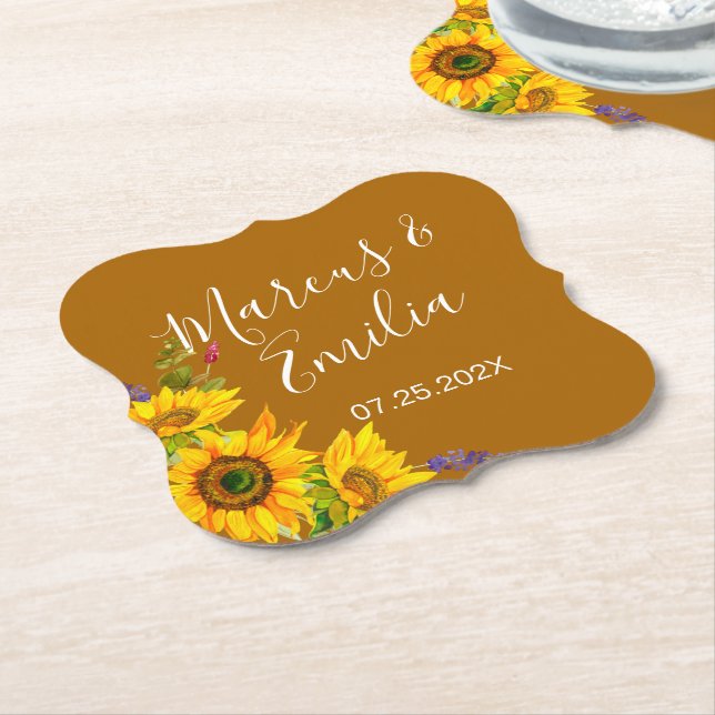 Porta-copo De Papel Autumn Sunflower Wedding (Angular)