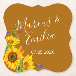 Porta-copo De Papel Autumn Sunflower Wedding