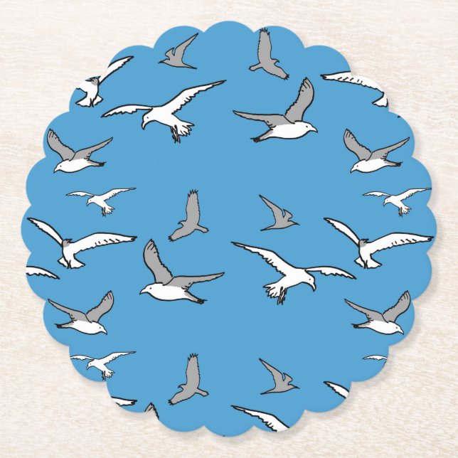 Porta-copo De Papel Aves - Um bando de gaivotas (Frente)