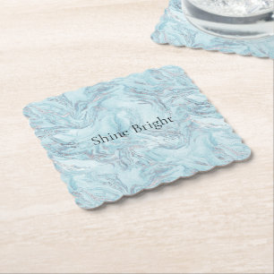 Porta-copo De Papel Azul Aqua Silver Marble