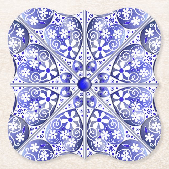 Porta-copo De Papel Azul cerâmico de Grécia (Frente)