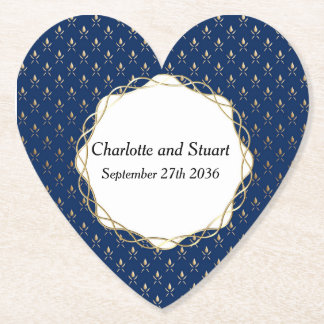 Porta-copo De Papel Azul clássico e casamento Dourado