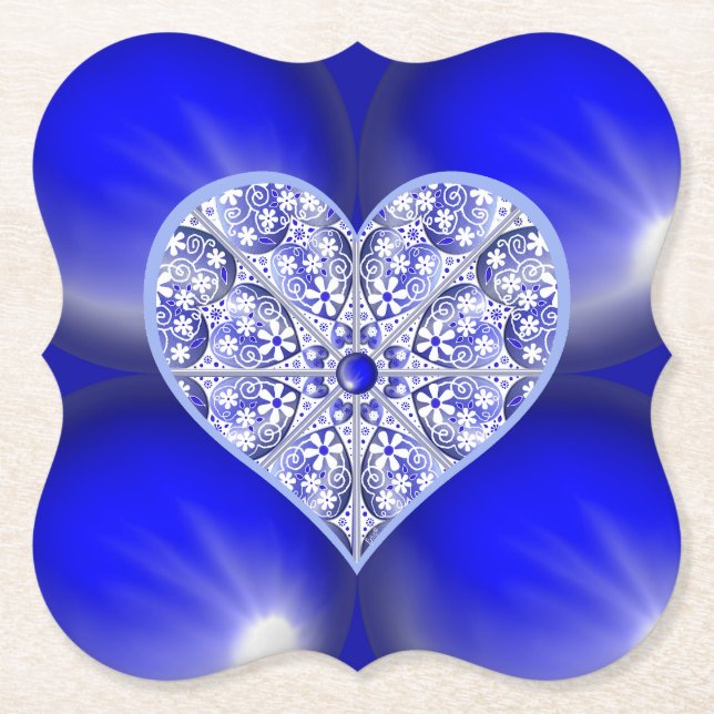 Porta-copo De Papel Azul de rendas cerâmicas de Grécia (Frente)