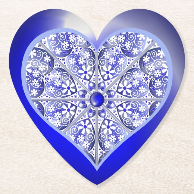 Porta-copo De Papel Azul de rendas cerâmicas de Grécia (Frente)