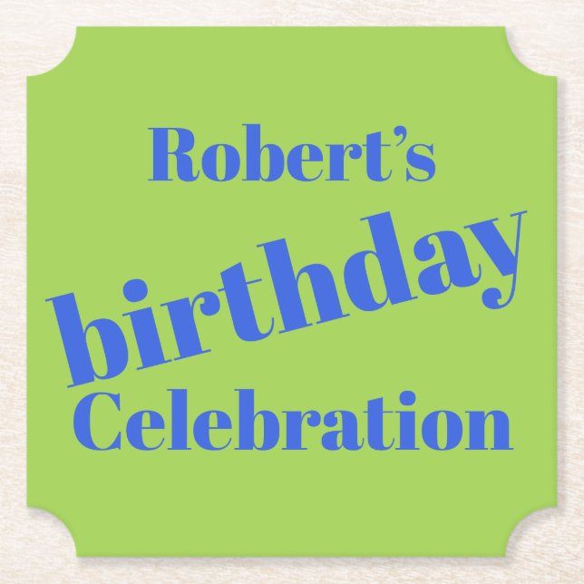Porta-copo De Papel Azul Negrito na Festa de aniversário do Verde limã (Frente)