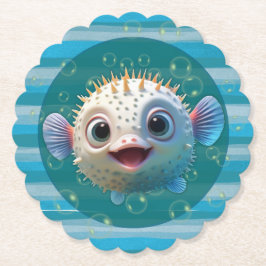 Porta-copo De Papel Baby Pufferfish Paper Coasters