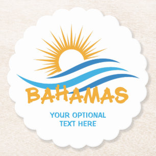 Porta-copo De Papel Bahamas de texto personalizado