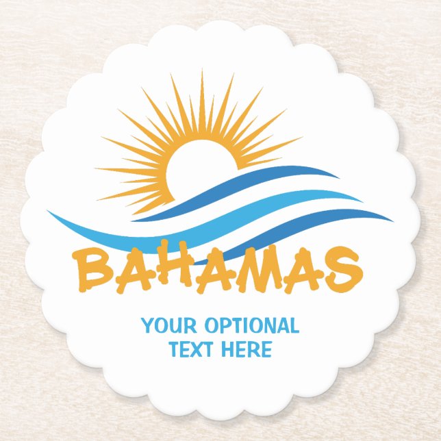 Porta-copo De Papel Bahamas de texto personalizado (Frente)