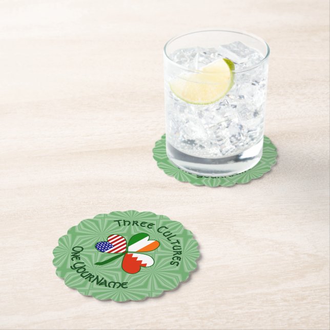 Porta-copo De Papel Bahrain Ireland USA Shamrock Flag Personalizado (Insitu)