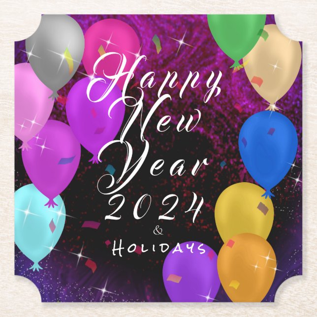 Porta-copo De Papel Balão feliz ano novo (Frente)