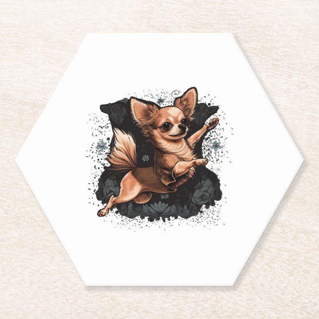Porta-copo De Papel Balé Chihuahua Ballerina dança (Frente)