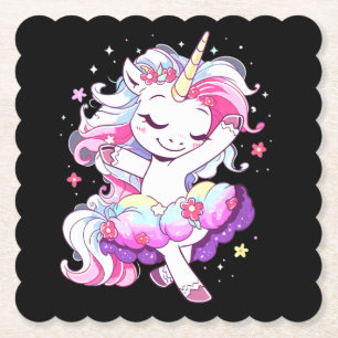 Porta-copo De Papel Balé Dancer Unicorn Girls Rainbow Ballerin Cor