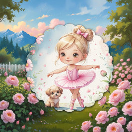 Porta-copo De Papel Ballerina & Puppy Round